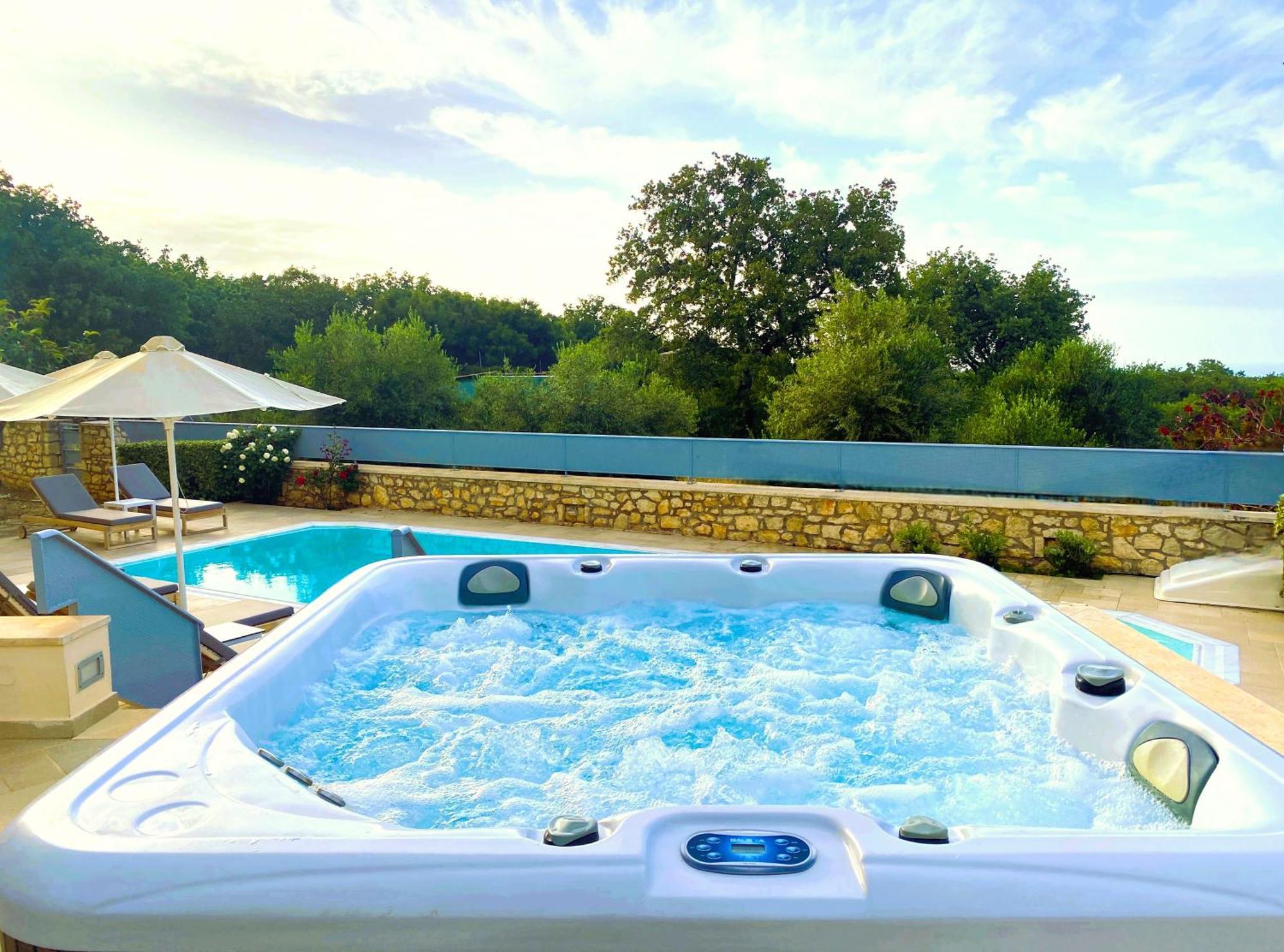 Deluxe Villa Ianthos - Outdoor Hot Tub & Kids Pool Gállos Eksteriør bilde